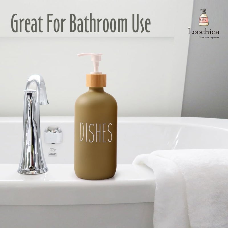 Loochica Sage Green Glass Kitchen Soap Dispenser, Detergent Dispenser or Dish Soap Dispenser for Kitchen Sink, Modern Sage Green Decor Dish Soap Pump for Kitchen Organization - Image 4
